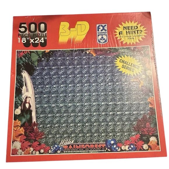 Hidden Rainforest 500 PIECES - 18" X 24" IMAGE INCLUDED 3D Puzzle - (1994) - Picture 1 of 3
